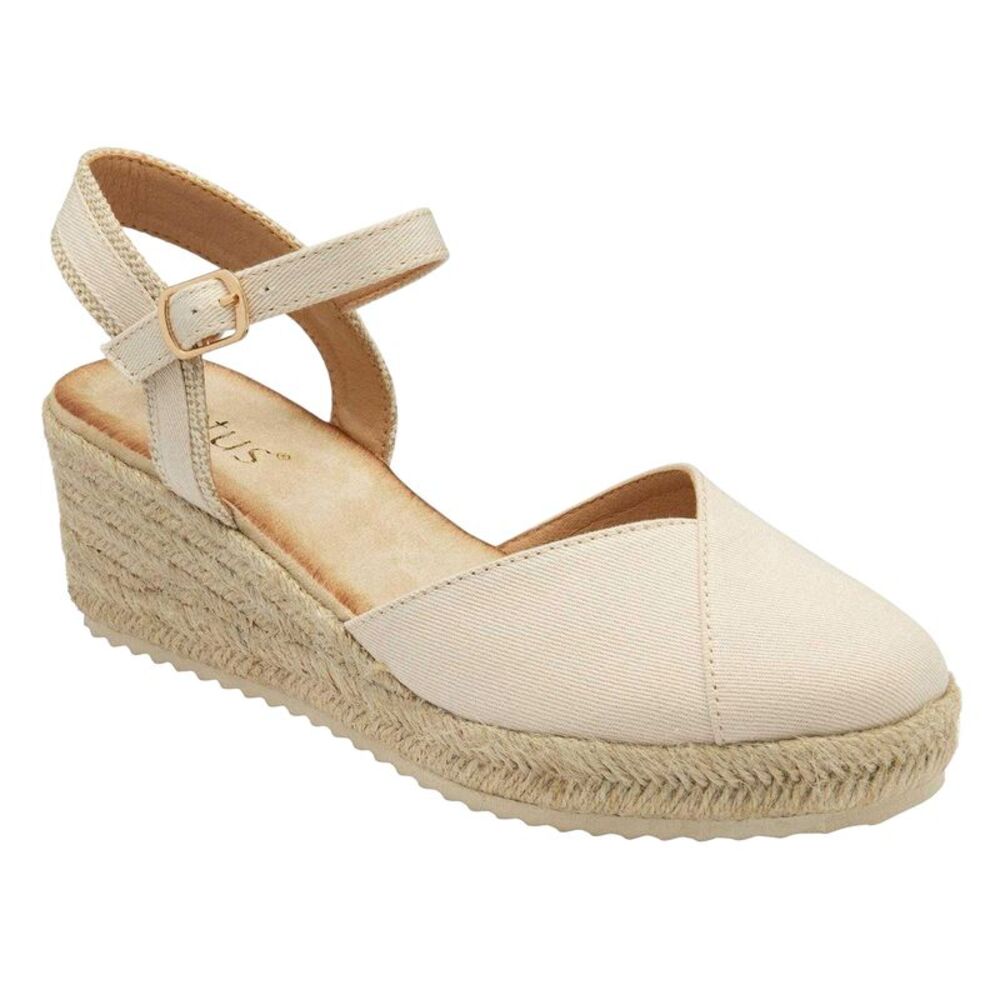 Lotus Shoes Womens/Ladies Bronya Espadrille Wedge Sandals / Natural